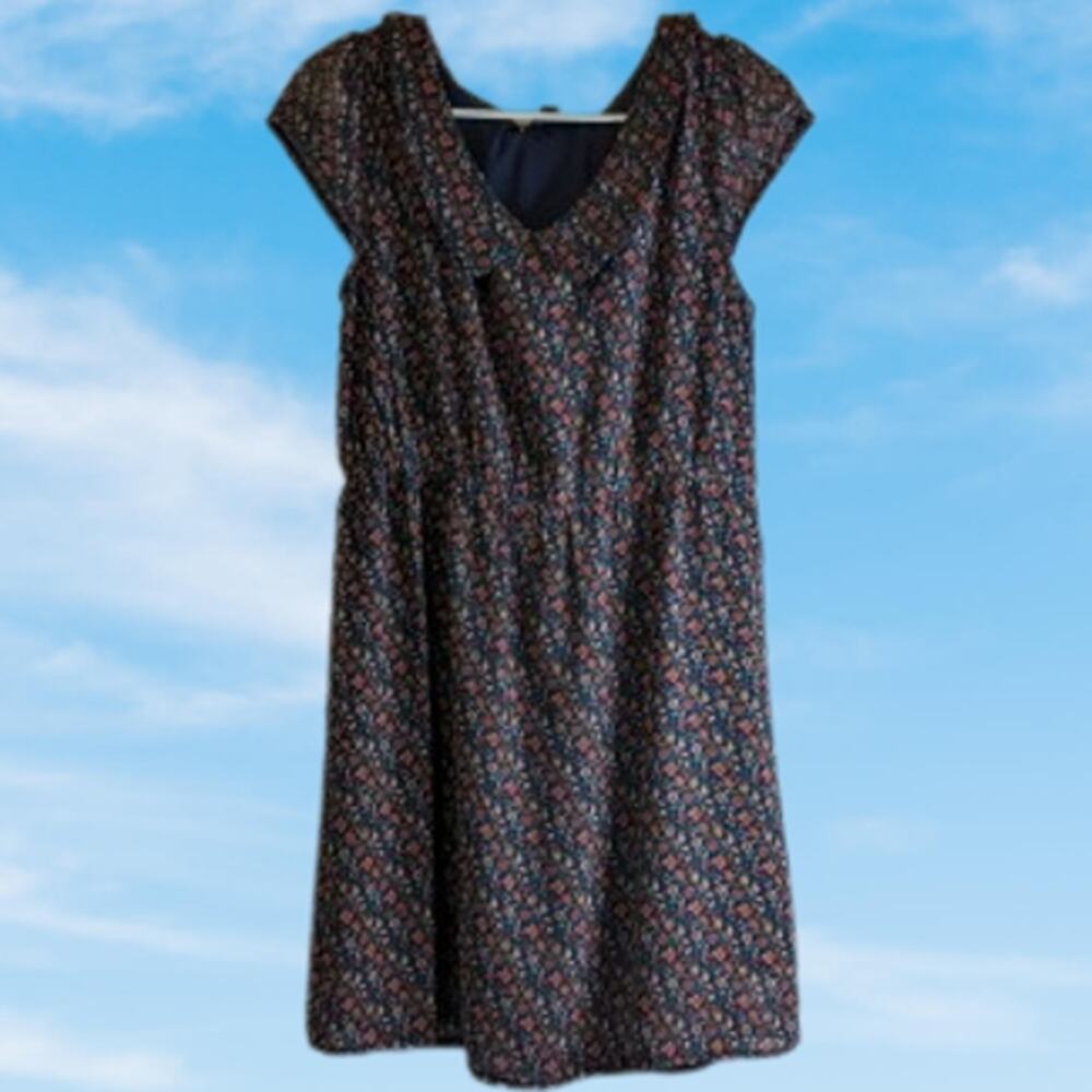 Iska large short sleeve lined floral dress. Office, travel, party, business.